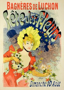 Reprodução de um cartaz que anuncia o Festival das Flores em Bagneres-de-Luchon, 1890